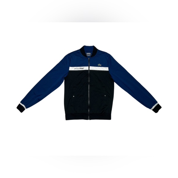Lacoste Sport Full Zip Jacket Pullover Track Sweater blue/black/white size small - Picture 2 of 8
